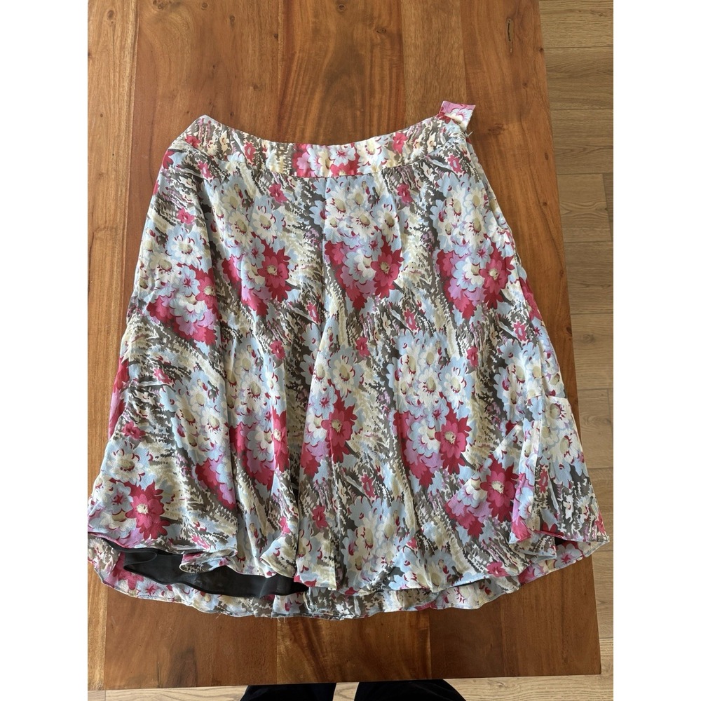 VTG Jones New York 100% Silk Floral Ruffled Knee Length Skirt Size 20W Whimsical